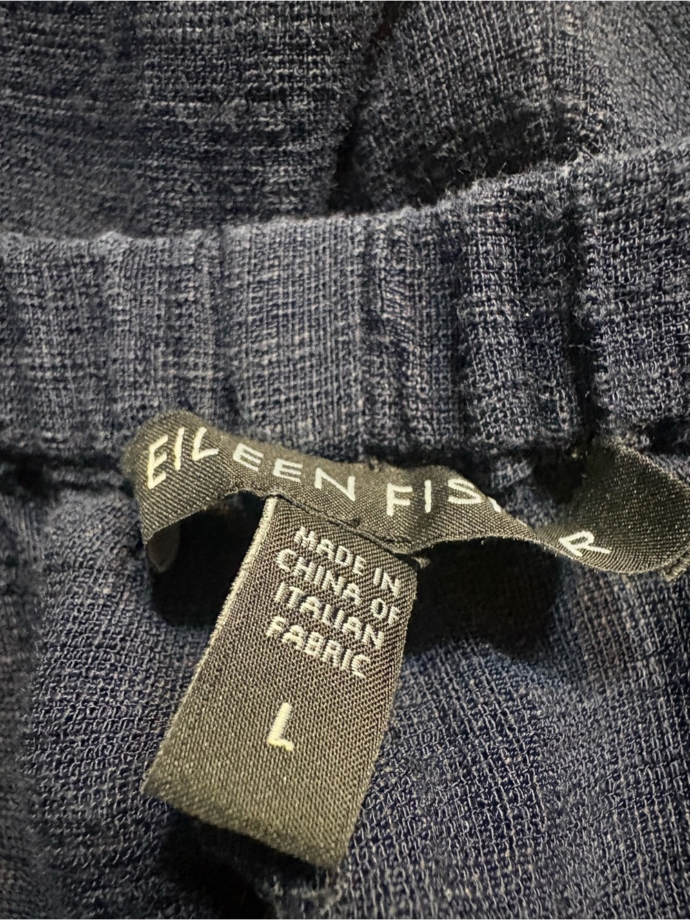 Eileen Fisher wide-leg pull-on pants in navy blue linen size L ( 36x22) - Picture 3 of 4